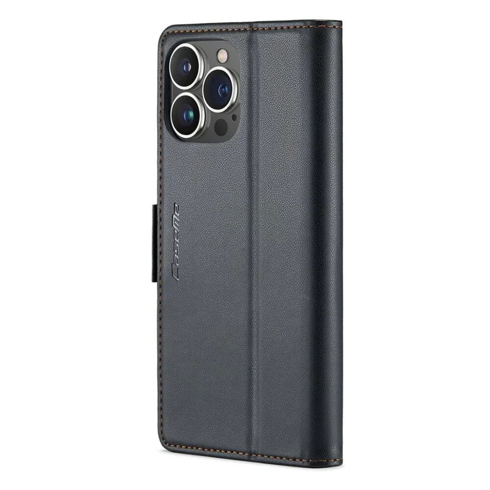 CaseMe 023 For iPhone 14 Pro Max Retro PU Leather Wallet Case Butterfly Buckle w